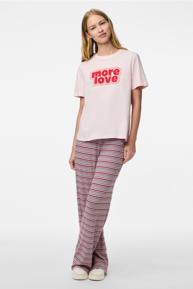 PCTAMERA SS PRINTED T-SHIRT JRS BC 17157450 PINK A BOO /MORE LOVE